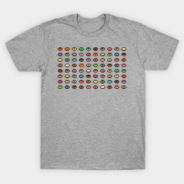 Colorful Pixel Donut Selection T-Shirt by gkillerb